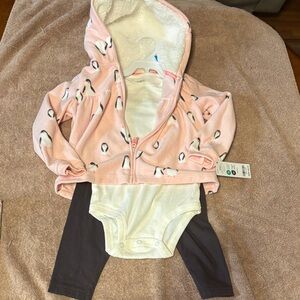 Carter's Pink Penguin Bodysuit Set